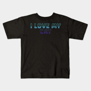 I Love My Cat Classic Video Game Graphic Blue Gradient Kids T-Shirt